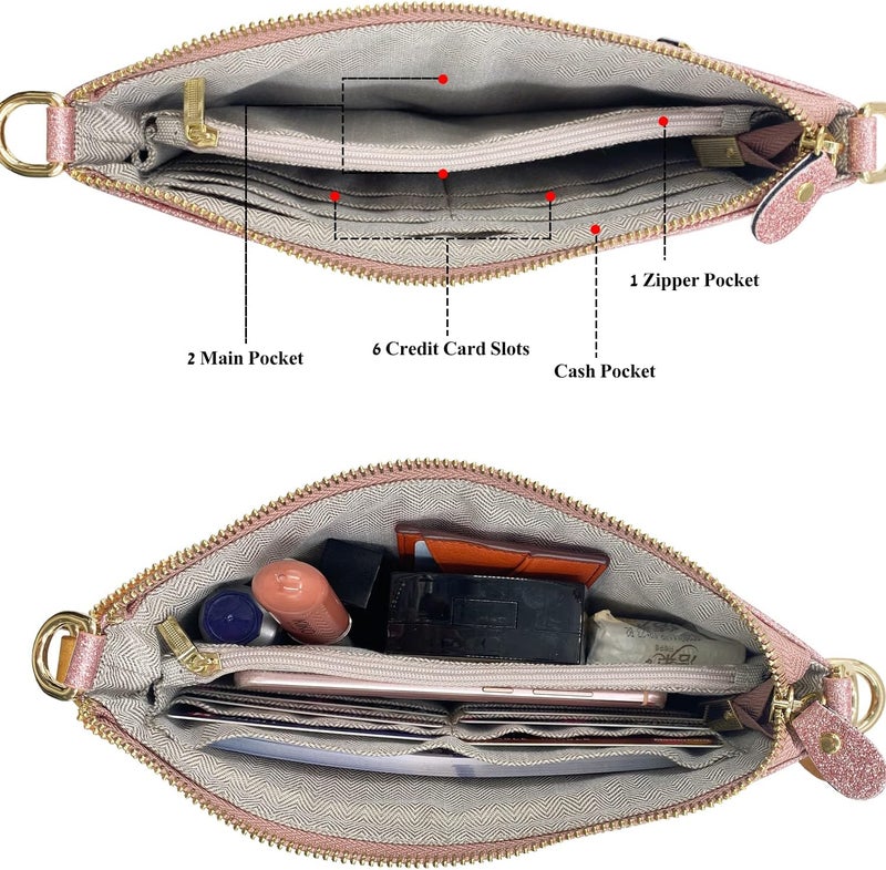 Beurlike Leather Wristlet Wallet Clutch Purses For Women Small Crossbody Phone Bags - Image 4